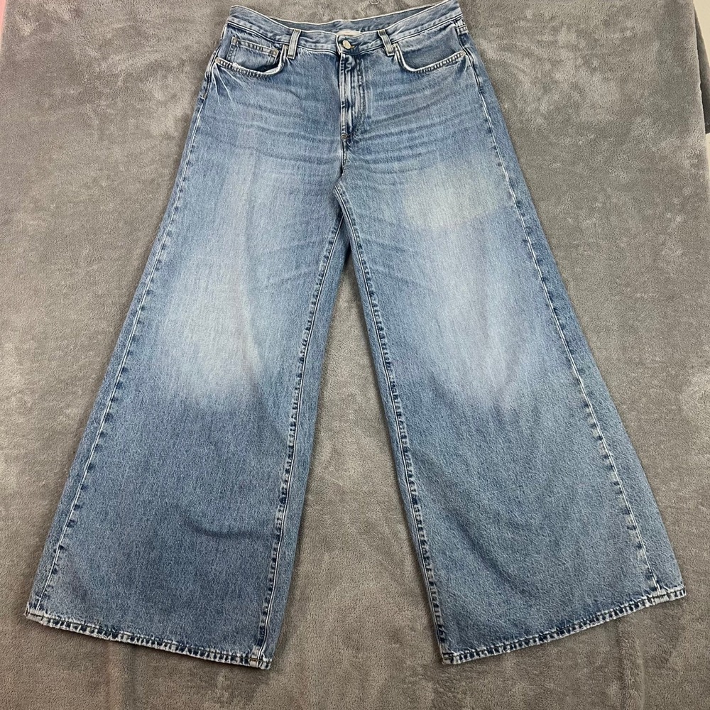 Viavia Jeans Womens 30 Wide Leg Light Wash Made in Italy Designer Denim